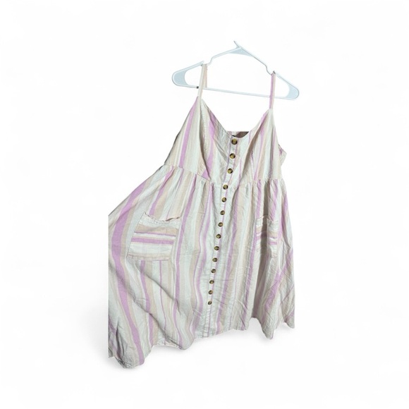 Torrid linen cotton Pastel Striped Midi Dress with pockets - Picture 3 of 7